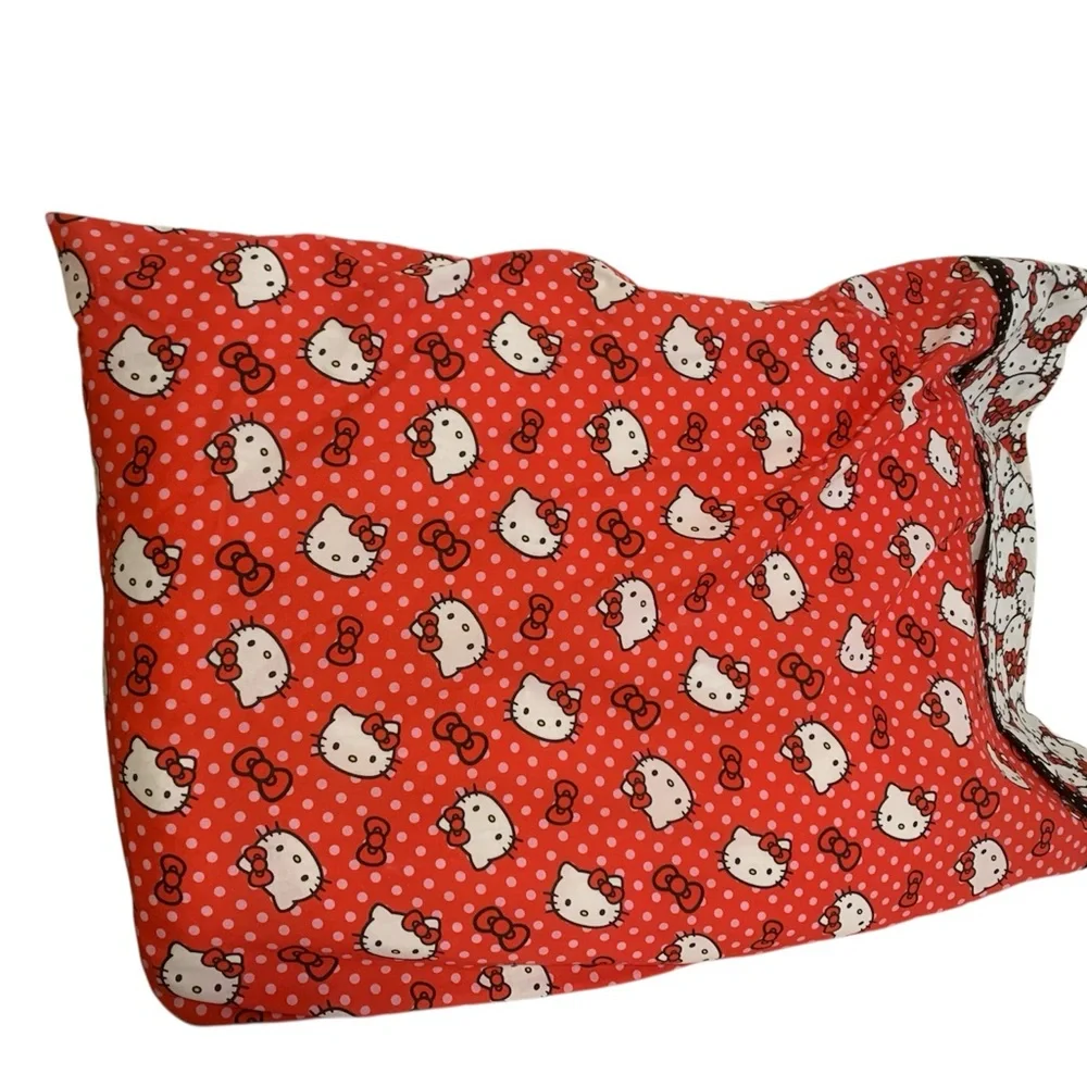 Handmade Hello Kitty Cotton Pillowcase - Red Polka Dot Standard Bedding like new